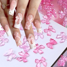 Bow Nail Charms Valentines Bows Nail Art Rhinestones for Acrylic Nails 3D Bows Nail Gems and Jewelry Cute Bows Style DIY Nail Art Decoration for Valentines Wedding Salon Nails