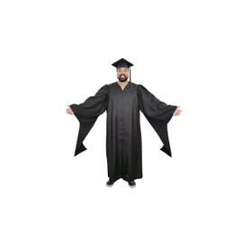 Unisex Masters Cap and Gown with 2025 Year Charm, Masters Degree Black Graduation Regalia (48XL(5'3"-5'5"))