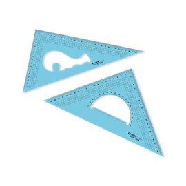 Pack of 2 Large Transparent Metric Triangle Ruler Set Square: 30 CM (12 Inch) - 30/60 Degree & 22 CM (9 inch) 45/90 Degree | Essential for School and Work use (CM Scale)