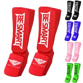 Kids Kick Boxing Shin Protectors/Guard Foot Pads Junior Shin Instep Children (Red, XXS (9 to 13 Years))
