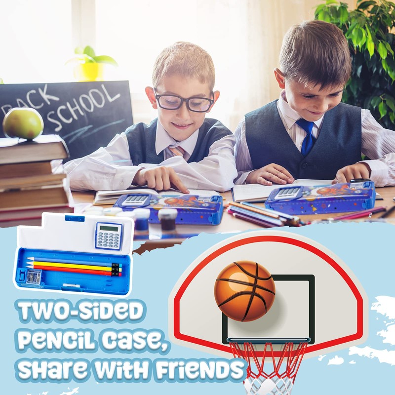 Henoyso Multifunctional Pencil Box for Boys Basketball Pencil Case with