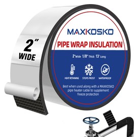 MAXKOSKO 2 PCS Pipe Insulation Tape, 13 FT x 2 Inch Outdoor Water Pipe Wrap Roll Weather Resistant Insulated Tape Keeps Pipes Dry and Warm for Pipe Freeze Protection