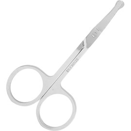 Tijeras de Vello Facial Redondeado, 100% Acero Inoxidable, Tijeras Profesionales de Aseo, para Cortar el Vello de la Nariz, Barba, Bigote, Ceja, etc. (2 piezas)