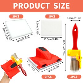 5 Pcs Paint Edger Tool Set with Nylon Brushes, Red Handle Cutting-in Painting Edger Brushes, Durable Plastic Nylon, 5-Inch – Precision DIY Painting Accessories