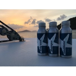 Travel Size Shampoo, Conditioner and Body Wash - Rosemary, Mint, Vanilla - Sulfate Free, Refillable Bottle, 2.5 oz