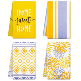 NJGCPRO Yellow Kitchen Towels Decor Accessories, Yellow Stripes Hand Towels Home Decor, Boho Dish Towels Set, Summer Kitchen Towels (16x24)