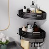 Adhesive Shower Caddy,2 Pack Black Rustproof 90° Bathroom Corner Shelf,Large