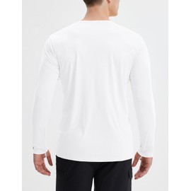 BALEAF Men's Long Sleeve Running Hiking Tops UPF 50+ Quick-Dry Rashguard White L