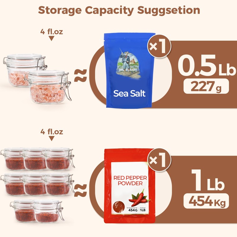 ComSaf 4oz Small Airtight Glass Jars Set of 6 with