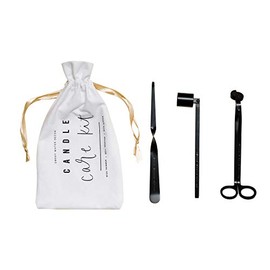 Sweet Water Decor Candle Care Kit | Matte Black Candle Accessory Set Includes Wick Trimmer, Wick Dipper, and Bell Snuffer Tools with Drawstring Bag for Candle Lovers (Matte Black)