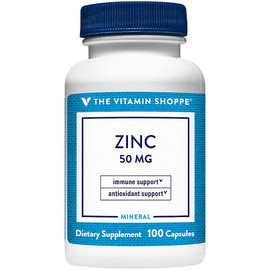 The Vitamin Shoppe Zinc 50MG - Immune Support, Skin Health & Antioxidant Protection, Essential Mineral (100 Capsules)