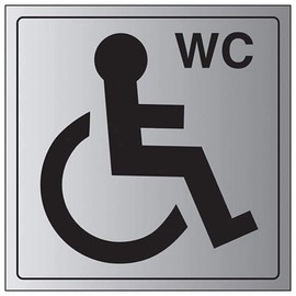 VSafety General Door-Disabled WC Sign - 150mm x 150mm - 3mm Brushed Alu Comp