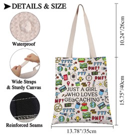BDPWSS Geocache Tote Bag Funny Geocaching Gifts For Geocacher Outdoor Lover Gift Just A G Who Loves Geocaching Handbag (Loves geocaching TGCA)