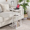 Vagusicc C Shaped End Table with Charging Station, Side Table
