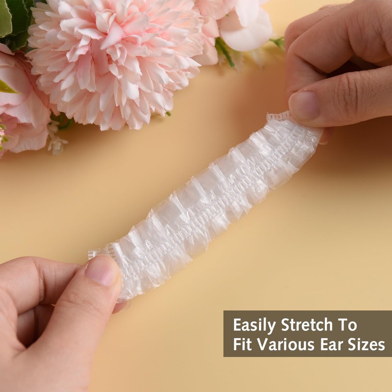 Disposable Ear Covers for Shower, 100 Pack Waterproof Ear Covers
