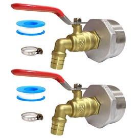 2'' Drum Faucet 3/4 inch Brass Barrel Faucet with EPDM Gasket for 55 Gallon Drum Teflon Tape Included,2 Pack