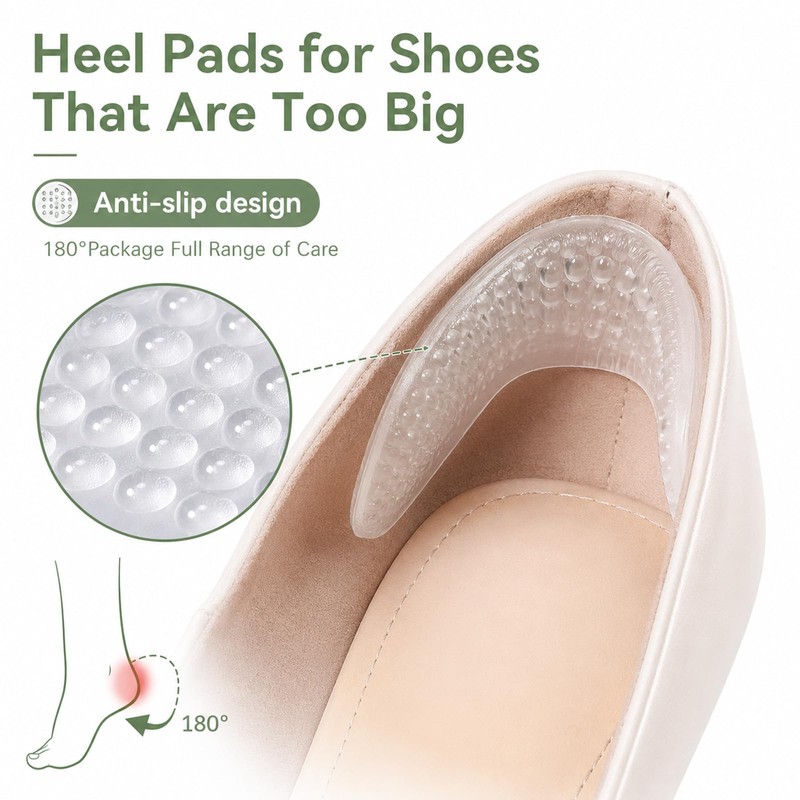 4 Pairs Silicone Heel Grips Cushions Heel Protectors Pads