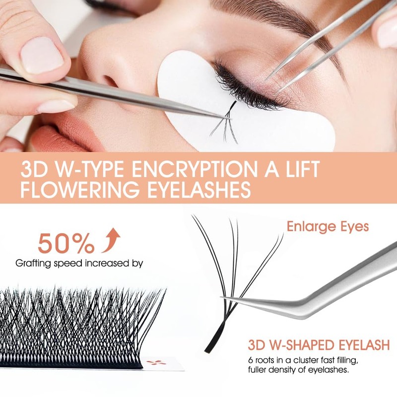 NATUHANA WW Clover Eyelash Extension 0.07 mm D Curls 9-15