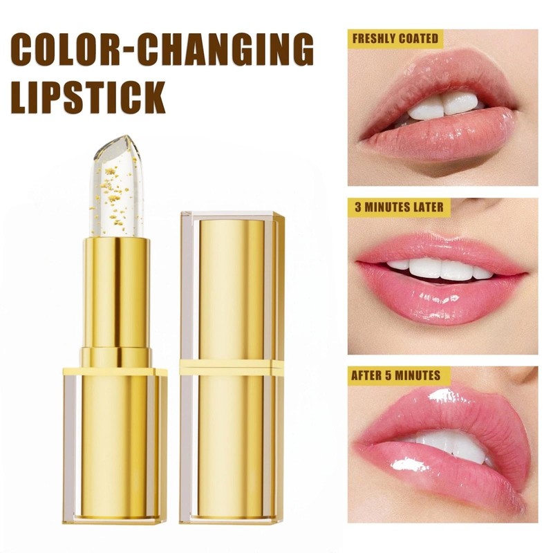 Colour Changing Lipstick, Long-Lasting & Transfer-Proof Lip Stick with Gold