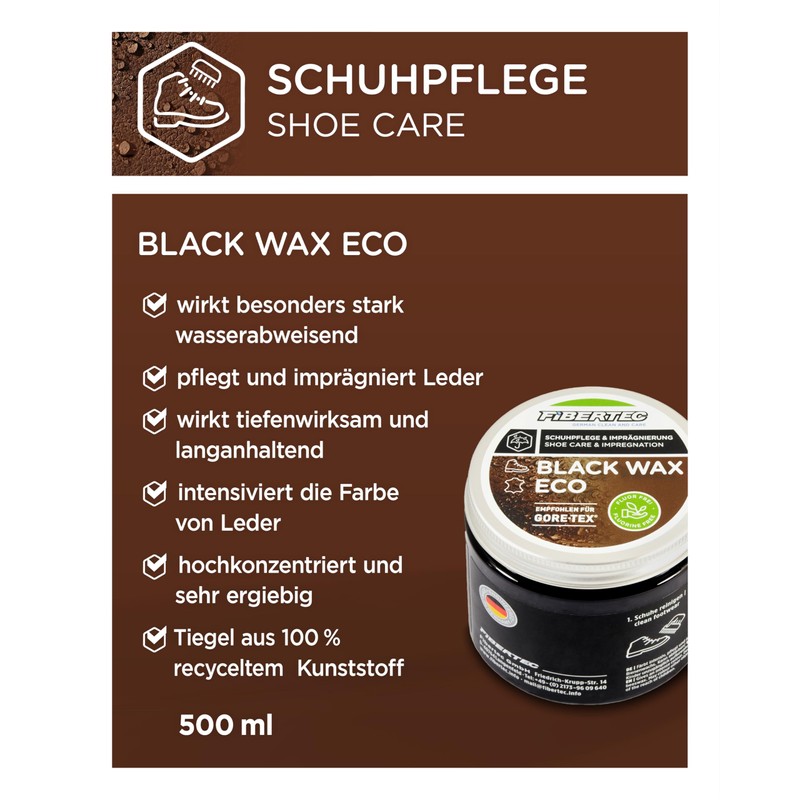 FIBERTEC Black Wax Shoe Care, Black 100 ml