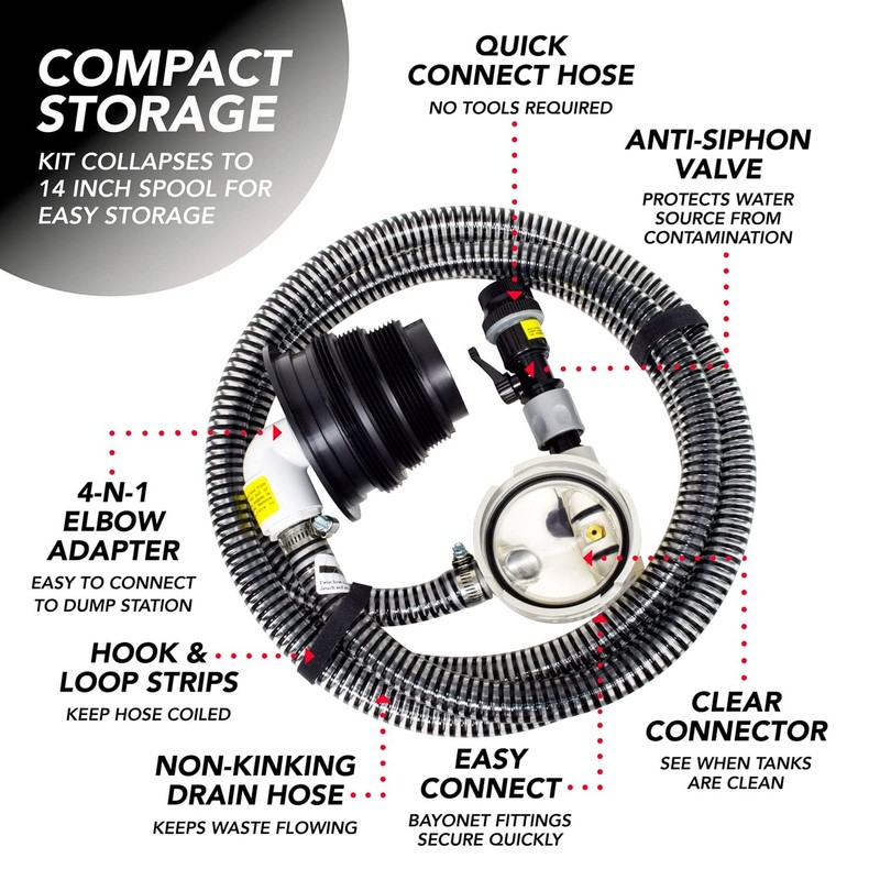 Valterra SS01 RV SewerSolution Drainage Kit with 10' Hose and