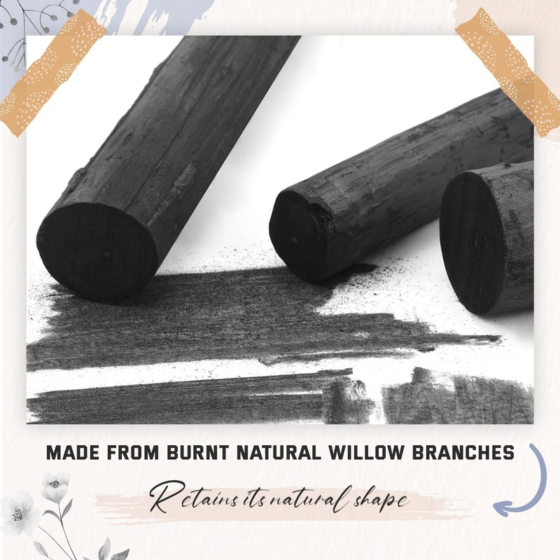 Gueevin 10 Pcs Jumbo Willow Charcoal Sticks 0.79-0.94 Inch Large