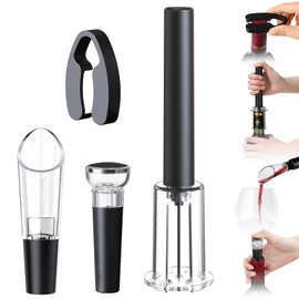 FBBULES 4 Pcs Air Pressure Wine Opener Set, Includes Foil Cutter, Stopper & Pourer, Easy-to-Use and Long-Lasting Wine Corkscrew for Home Parties, Picnics and Gifts