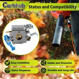 Carbhub 545081811 C1Q-W37 Carburetor for Husqvarna 125B 125BVX 125BX Leaf Blower Trimmer Replaces Zama C1Q-W37 545081811 Carb with Fuel Line Kit