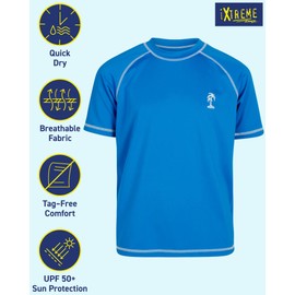 iXtreme Little Boys' Palm Tree Rash Guard, Royal, 7