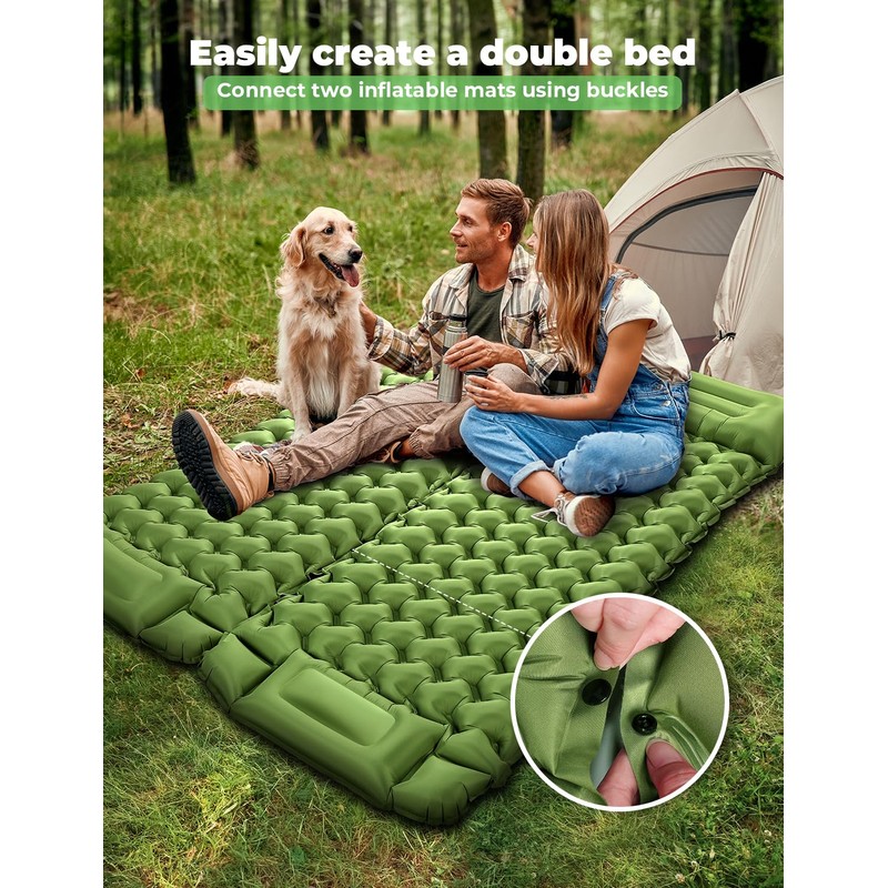 Glymnis Sleeping Mat 12CM Thick, Built-in Foot Pump Waterproof Camping