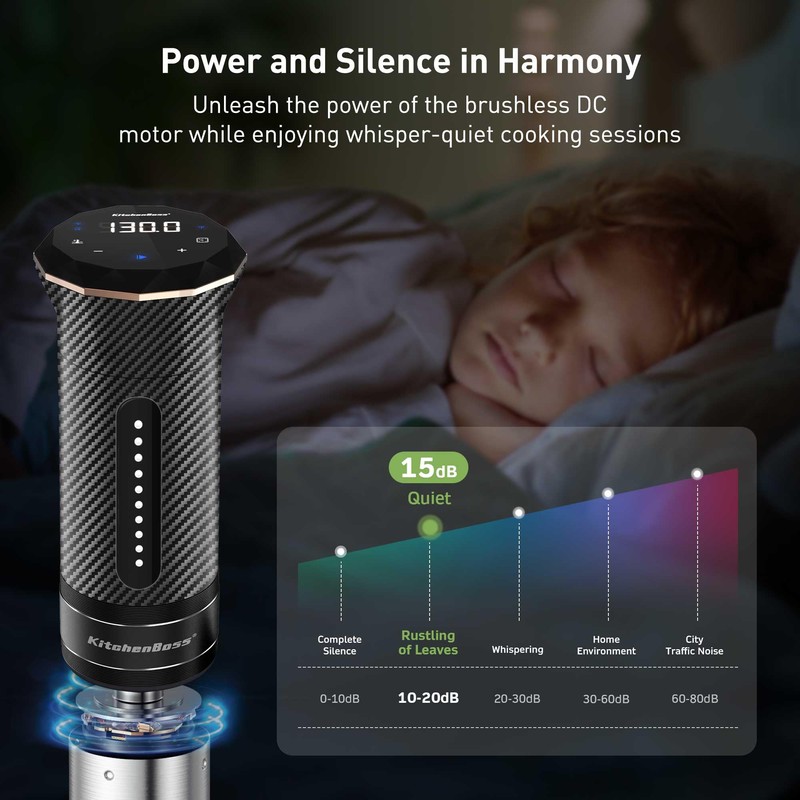 KitchenBoss Wifi Sous Vide Machine: Ultra-quiet Sous Vide Cooker Immersion