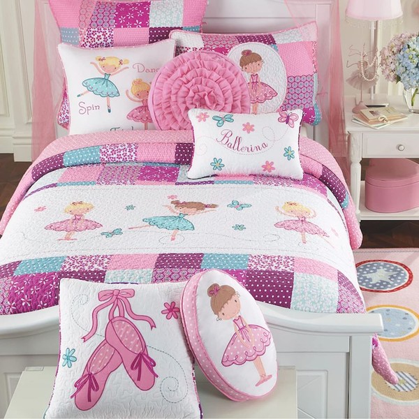 Cozy Line Home Fashions Little Dancer Butterfly Floral Embroidery 100%