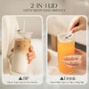 KEMORELA 6-Pack 18oz Large Round Glass Cups with Lids &