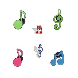 Pack of 6 Musical Note Symbols Pin Badge Lapel Brooches Cute Pins Backpack Scarf Bags Iron, Iron