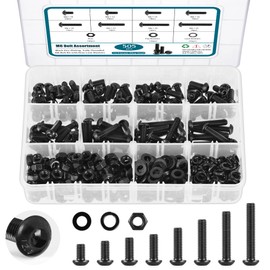 SATANTECH 505Pcs Metric M6 Bolt Assortment 10/12/14/16/20/25/30/35mm Button Head Hex Socket Cap Screws Bolts Nuts Washers Assortment Kit, 12.9 Grade Alloy Steel Black Galvanized, Fully Threaded
