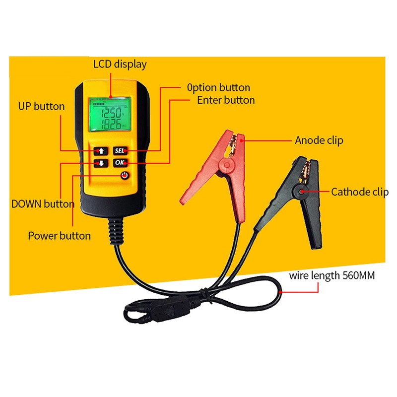 Battery Tester, AE300 Digital Battery Analyzer LCD Car System Analysis,