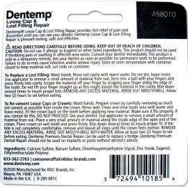 Dentemp Loose Cap & Lost Filling Repair - Maximum Strength, 2.64g 0.09oz