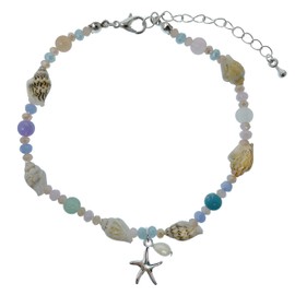 Elosee Sealife Theme Seashell Freshwater Pearl Bead Anklet