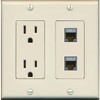 RiteAV 2 Port Cat7 Shielded Ethernet Wall Plate - Outlet [Light-Almond]