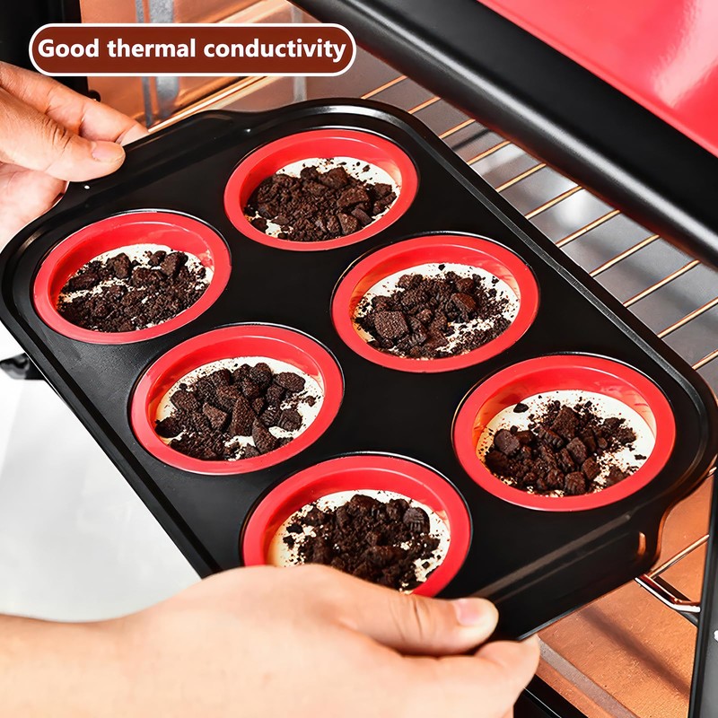 2 Pack Nonstick Cup Muffin Tray, 6 Cups Silicon Muffin