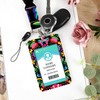 Badge Holder with Lanyard,Colorful Floral Mexican ID Name Badge Card