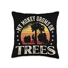 My Money Grows On Trees for a Tree trimmer Arborist Throw Pillow