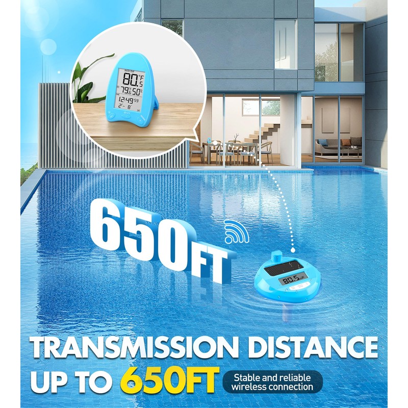 DeeprBlu Solar Digital Pool Thermometer Wireless | Floating Thermometer with