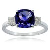 Sterling Silver Created Blue Sapphire and Cushion-cut Ring, Size 9