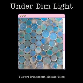 Yuvori 1lb Iridescent Round Ceramic Mosaic Tile DIY for Bathroom, Kitchen, Living Room and Garden (Sky Blue)
