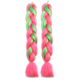 Traziewell Pink Ombre Braiding Hair Extension Plaits Coloured Hair Extensions Braiding Ombre Color 2 Tone Synthetic Hair Extension Artificial Braids Hair Pieces for Women Girls 1524