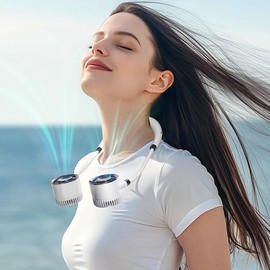 HiBOMASOON Neck Fan, 1-100 Speeds Bladeless, 1500mAh Battery, Hands-Free Portable, USB-C Fast Charge, 0.53lb Ultra Lightweight & 360°Foldable, Ideal for Travel/Office/Gifts (WHITE)