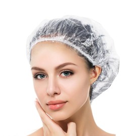 200 PCS Disposable Shower Caps, Plastic Clear Thickening and Thick Waterproof Caps for Hair Treatment,Home Use,Portable Travel Spa, Hotel and Hair Salon