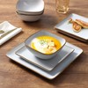 E-far Square Plates and Bowls Sets, 12-Piece Stoneware Dinnerware Sets