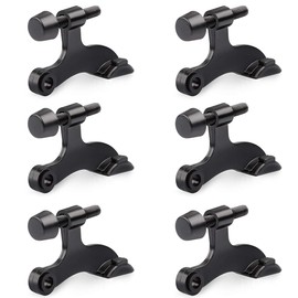 HOMOTEK 6 Pack Hinge Pin Black Door Stopper,Adjustable Deluxe Heavy Duty Door Stopper 2-1/2"x1-3/4”,with Black Rubber Bumper Tips